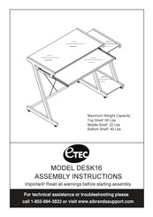 Etec DESK16 Assembly Instructions Manual