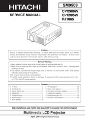 Hitachi PJ1065 Service Manual