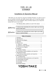 Yoshitake SY-20-10 Installation & Operation Manual