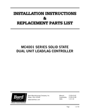 Bard MC4001 Series Installation Instructions & Replacement Parts List