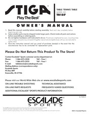 Escalade Stiga T8127 Owner's Manual