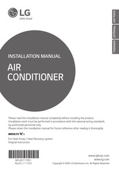LG Multi V PRHR042A Installation Manual