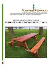 Forever Redwood HERITAGE LARGE WOODEN PICNIC TABLE Assembly Instructions Manual