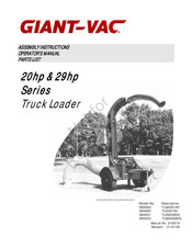 Giant-Vac 3800021 Assembly Instructions Operator's Manual Parts List