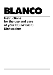 Blanco BSDW 640 S Translation Of The Original Operating Manual
