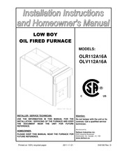 Dettson OLV112A16A Installation Instructions And Homeowner's Manual