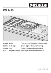 Miele CS 1418 Operating And Installation Instructions