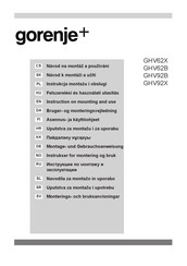 Gorenje Plus GHV62X Instruction On Mounting And Use Manual