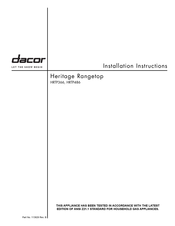 Dacor Heritage HRTP486 Installation Instructions Manual
