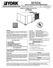 York SUNLINE PLUS D2EG150 Installation Instruction