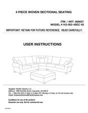 Pacific Casual 143-002-4SEC-V2 User Instructions