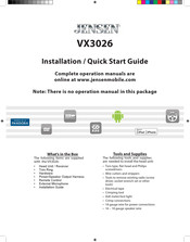 Jensen VX3026 Installation & Quick Start Manual