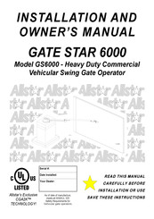 Allstar Gate Star 6000 Installation And Owner's Manual