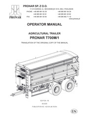 Pronar T700M/1 Translation Of The Original Copy Of The Manual