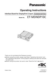 Panasonic ET-MDNDP10C Operating Instructions Manual