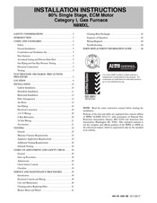 International comfort products N8MXL Installation Instructions Manual