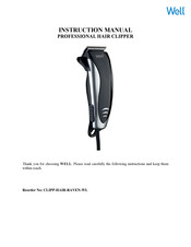 Well CLIPP-HAIR-RAVEN-WL Instruction Manual