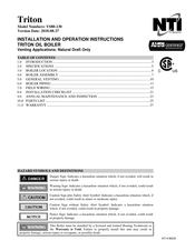 NTI Triton VS80 Assembly, Installation And Operation Instructions