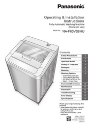 Panasonic NA-F80VS8HU Operating & Installation Instructions Manual