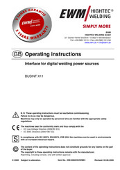 EWM BUSINT X11 Operating Instructions Manual