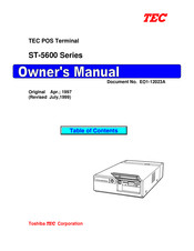 Toshiba TEC POS ST-5600 Series Owner's Manual