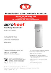 Radiant airoheat D2FHG4HW0C Installation And Owner's Manual