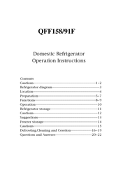 Caple QFF158/91F Operation Instructions Manual