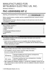 Mitsubishi Electric PAC-USWHS002-WF-2 Installation Instructions Manual