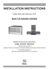 Sirius Range Hoods SUTC919 Installation Instructions Manual