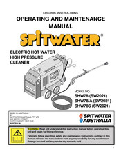 Spitwater SHW78 Operating And Maintenance Manual
