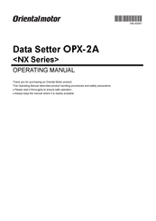 Oriental motor OPX-2A Operating Manual