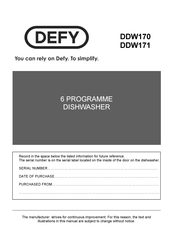 Defy DDW 170 Manual