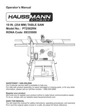 Haussmann Xpert PT2502RN Operator's Manual