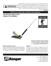 Ranger Products RFJ-4000AL Installation And Operation Manual