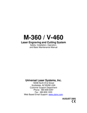 Universal Laser Systems V-460 Safety, Installation, Operation, And Basic Maintenance Manual