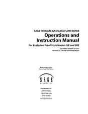 Sage SIE Series Operation And Instruction Manual