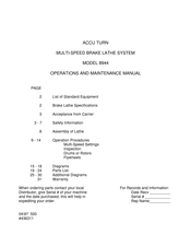 Accu-Turn 8944 Operation And Maintenance Manual