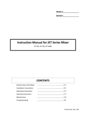 Metos JET Series Instruction Manual