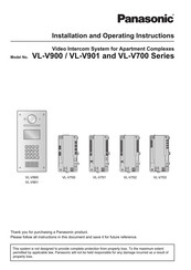 Panasonic VL-V900 Installation And Operating Instructions Manual
