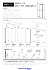 Homestyles 20 05520 0772 Assembly Instructions Manual