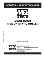 MULTIQUIP R2000 Operation And Parts Manual