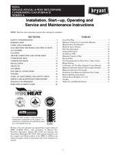 Bryant 922SA Installation, Start-Up, Operating And Service And Maintenance Instructions