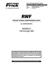 Johnson Controls Frick RWF 100 Installation Manual