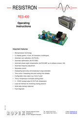Resistron RES-430 Operating Instructions Manual