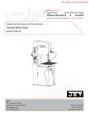 Jet Elite EVBS-20 Operating Instructions And Parts Manual
