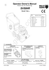 Billy Goat Quiet Vac SV50HR Operator Owner's Manual