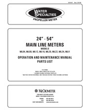 Mccrometer Water Specialties ML04 Operation And Maintenance Manual Parts List