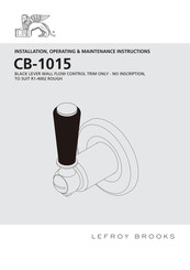 Lefroy Brooks CB-1015 Installation, Operating,  & Maintenance Instructions