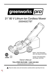 GreenWorks Pro 2500402CTBT Owner's Manual
