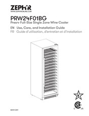 Zephyr Presrv PRW24F01BG Use, Care And Installation Manual